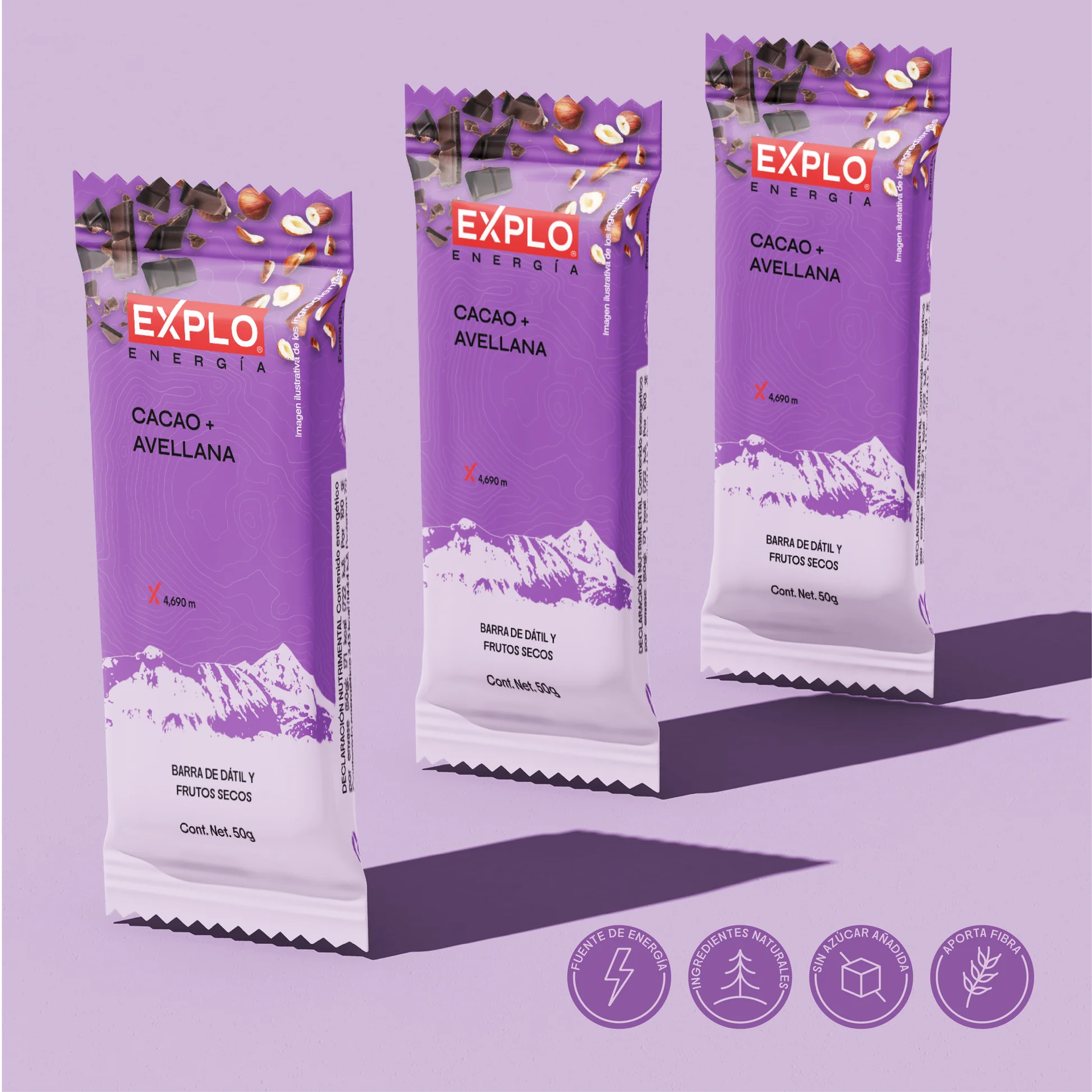 Barra energética EXPLO sabor Cacao + Avellana 50 g