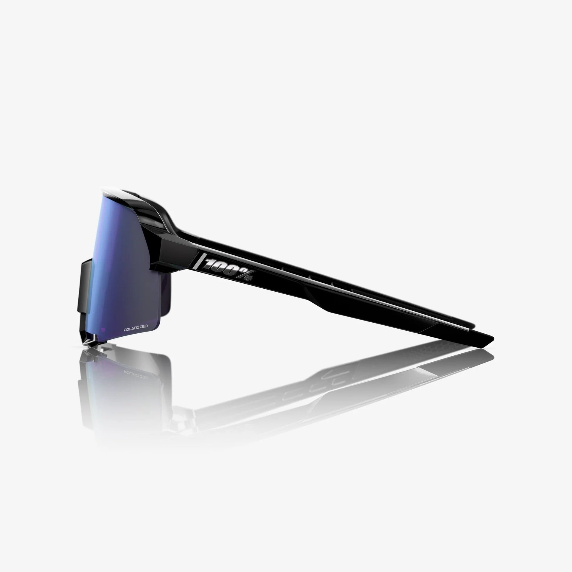 Lentes deportivos 100% S3 Polished Black - HiPER Lavender Mirror Polarized Lens