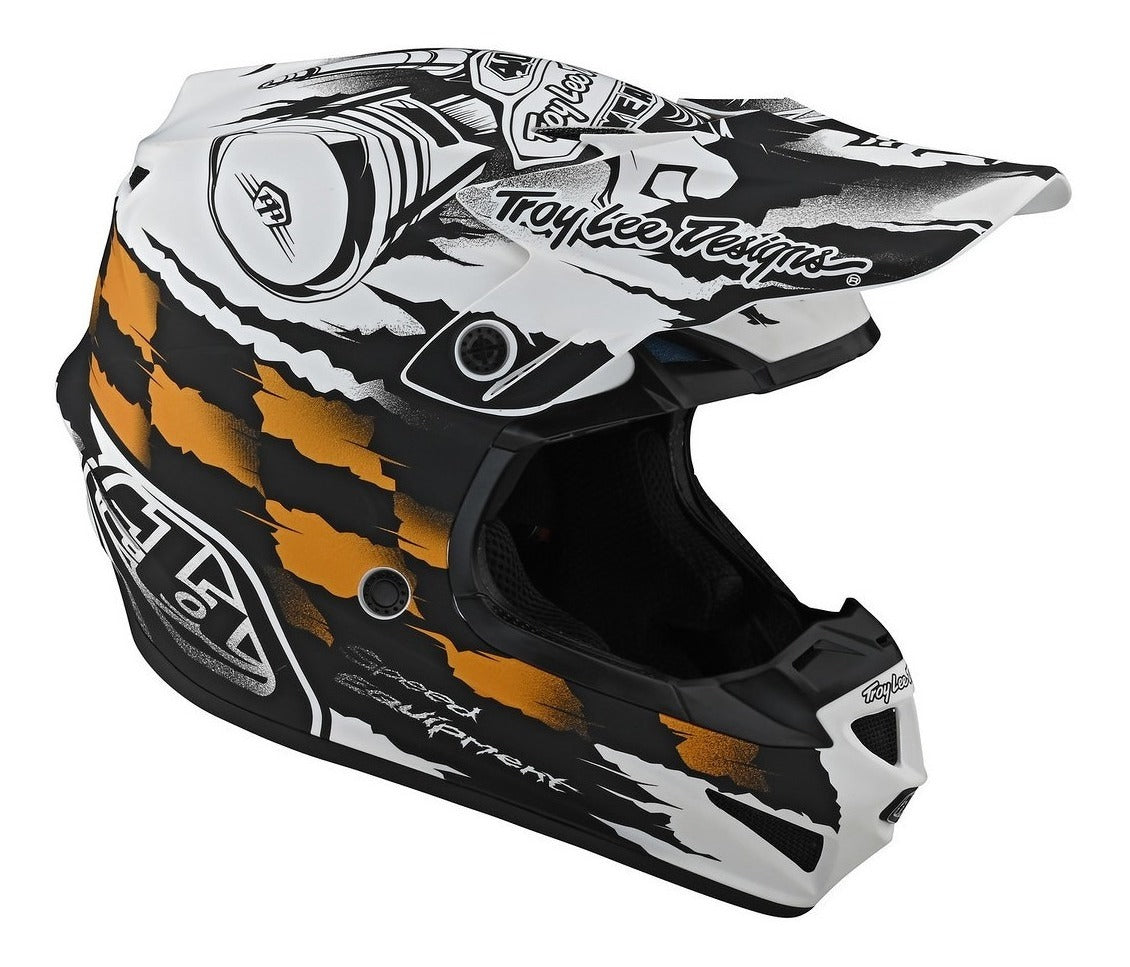 Casco Troy Lee Designs Se4 Polyacrylite Strike White / Black