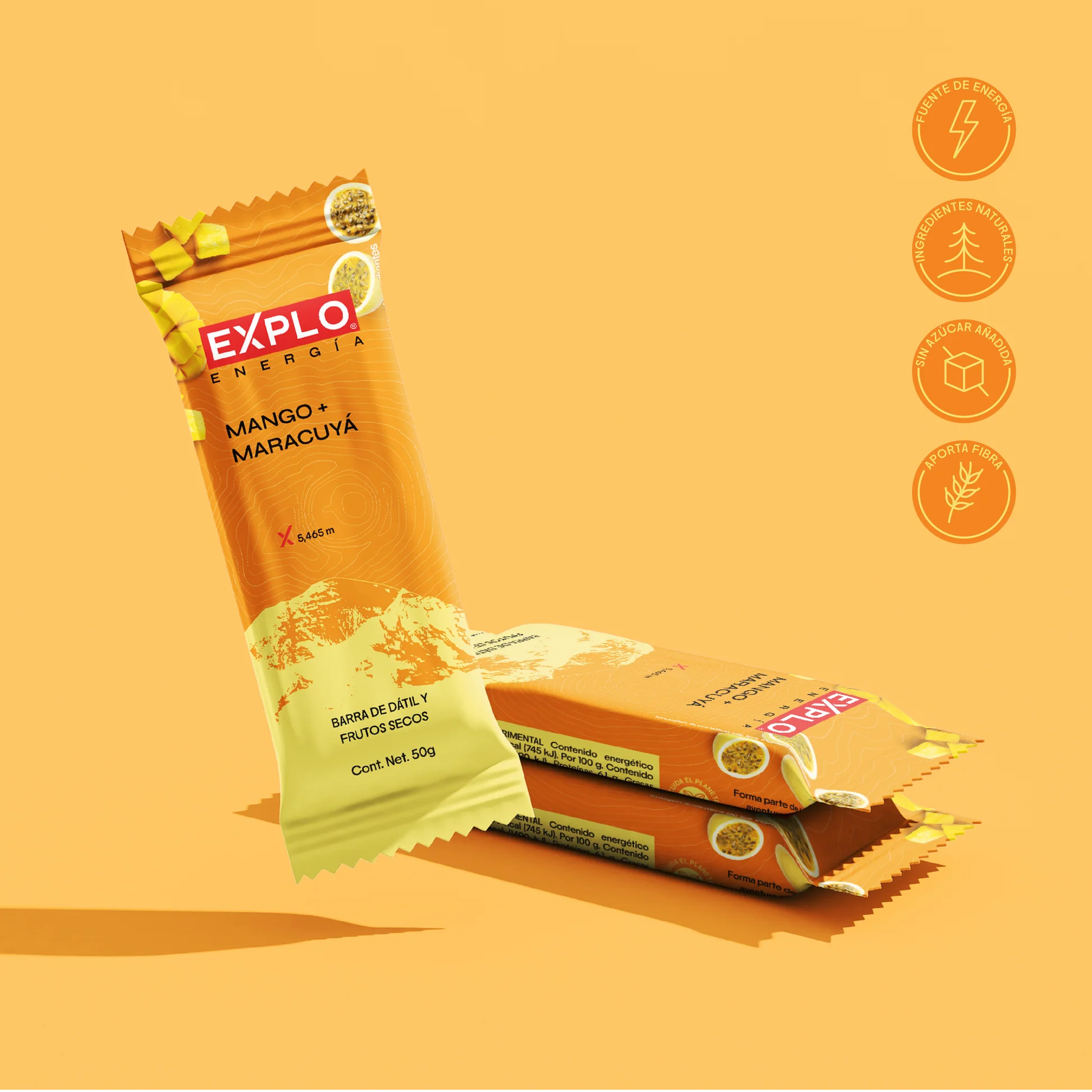 Barra energética EXPLO sabor Mango + Maracuyá 50 g