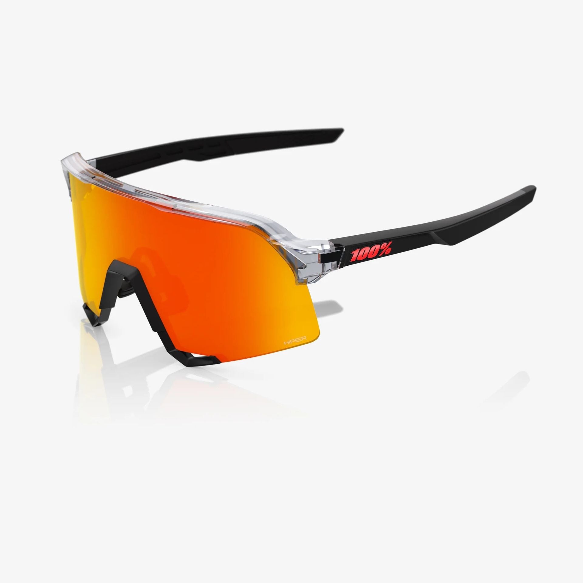Lentes deportivos 100% S3 Polished Translucent Grey & Matte Black - HiPER Red Mirror Lens