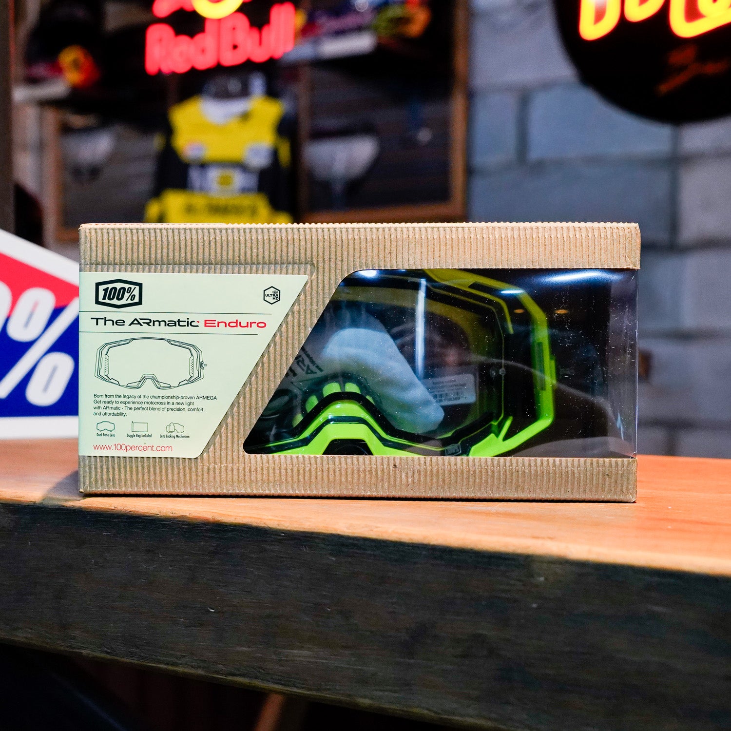 Goggles 100% Armatic Enduro Moto Dual Pane Neon Yellow - Mica Transparente