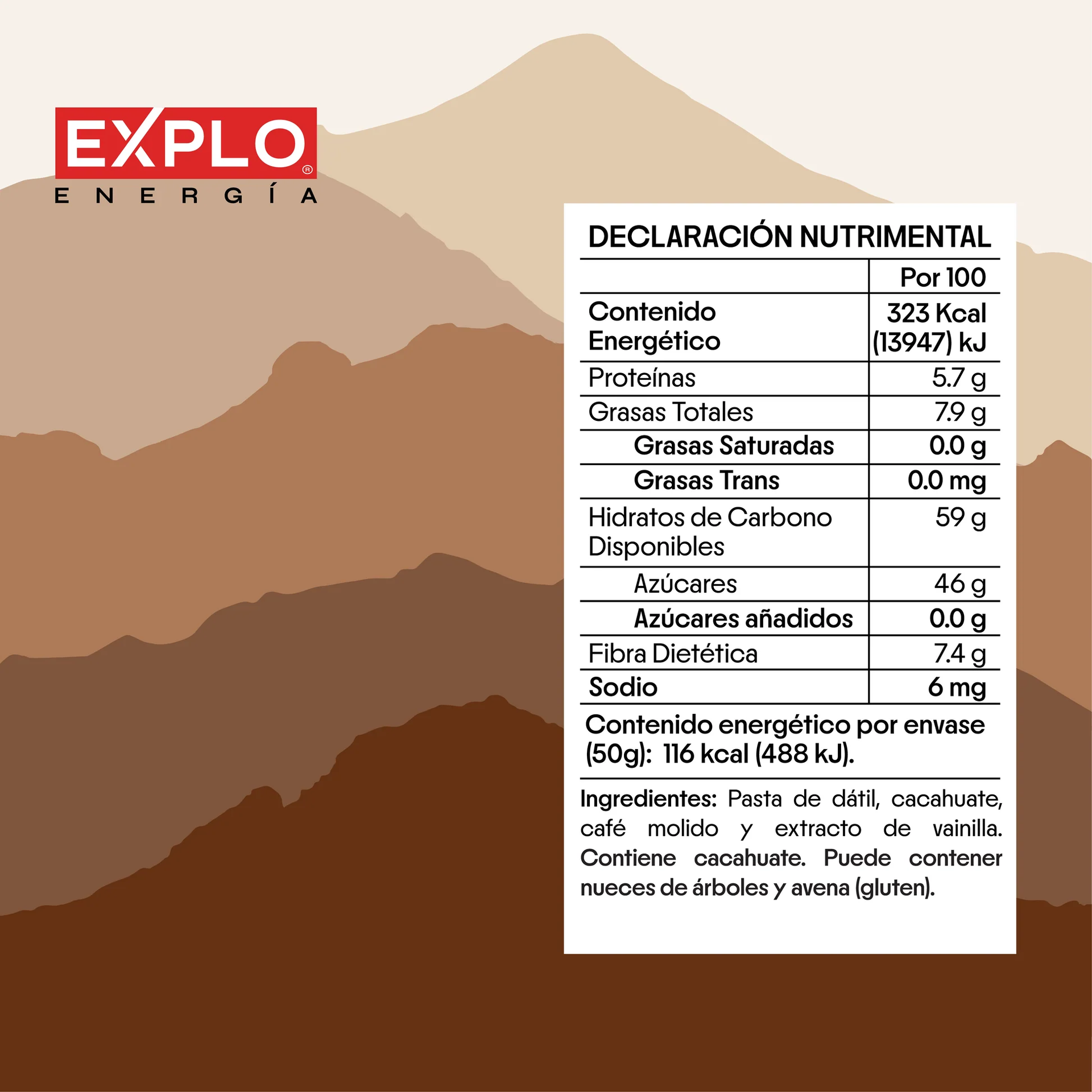 Barra energética EXPLO sabor Café + Vainilla 50 g