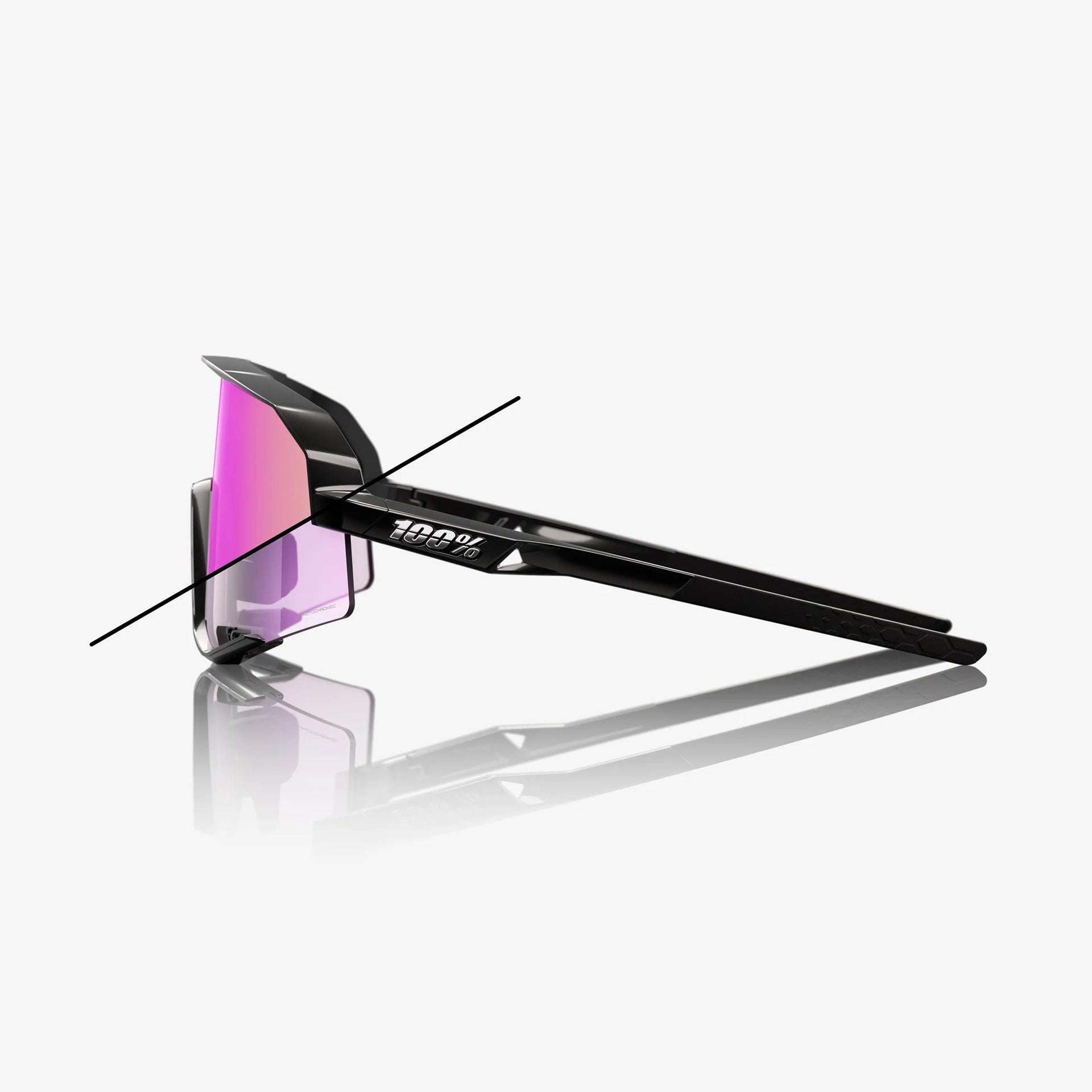 Lentes deportivos 100% SLENDALE - Gloss Black - Photochromic Purple Mirror
