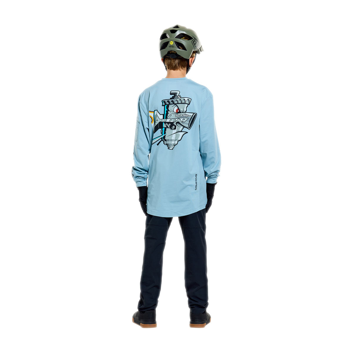 Playera juvenil manga larga para MTB Ruckus Ride; Carbs Dawn Blue