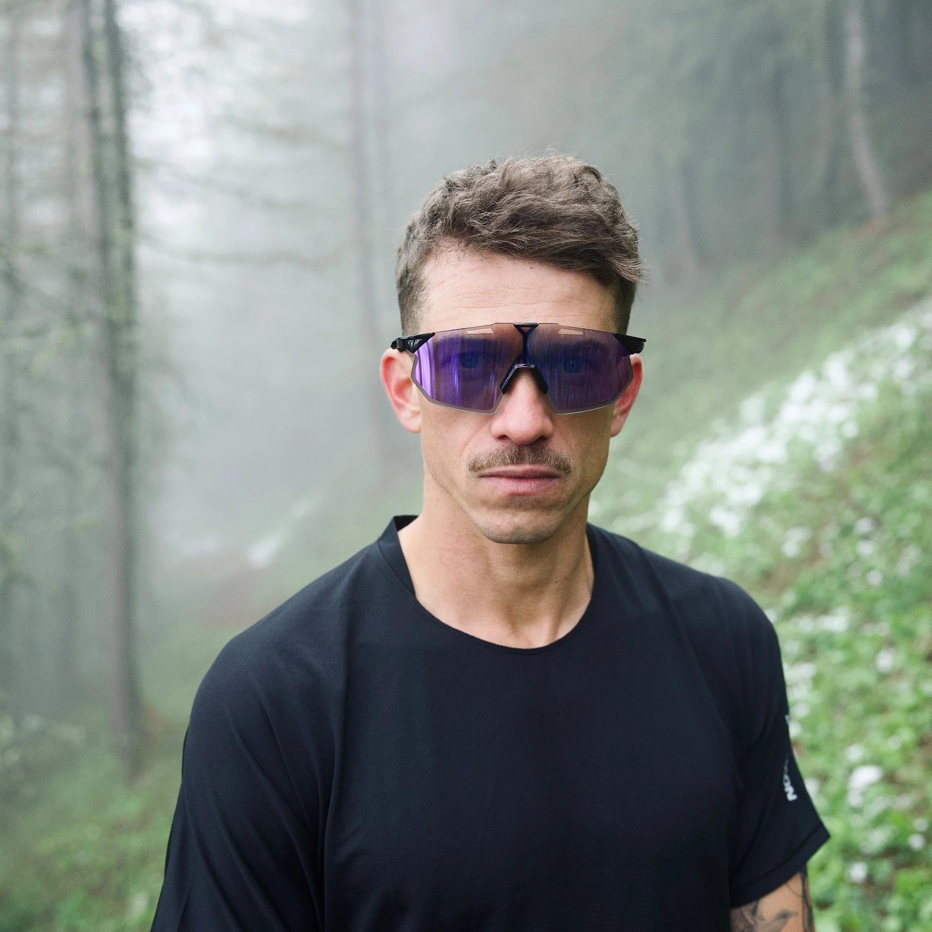 Lentes deportivos 100% HYPERCRAFT SQ Gloss Black - Purple Flash Mirror Photochromic Lens