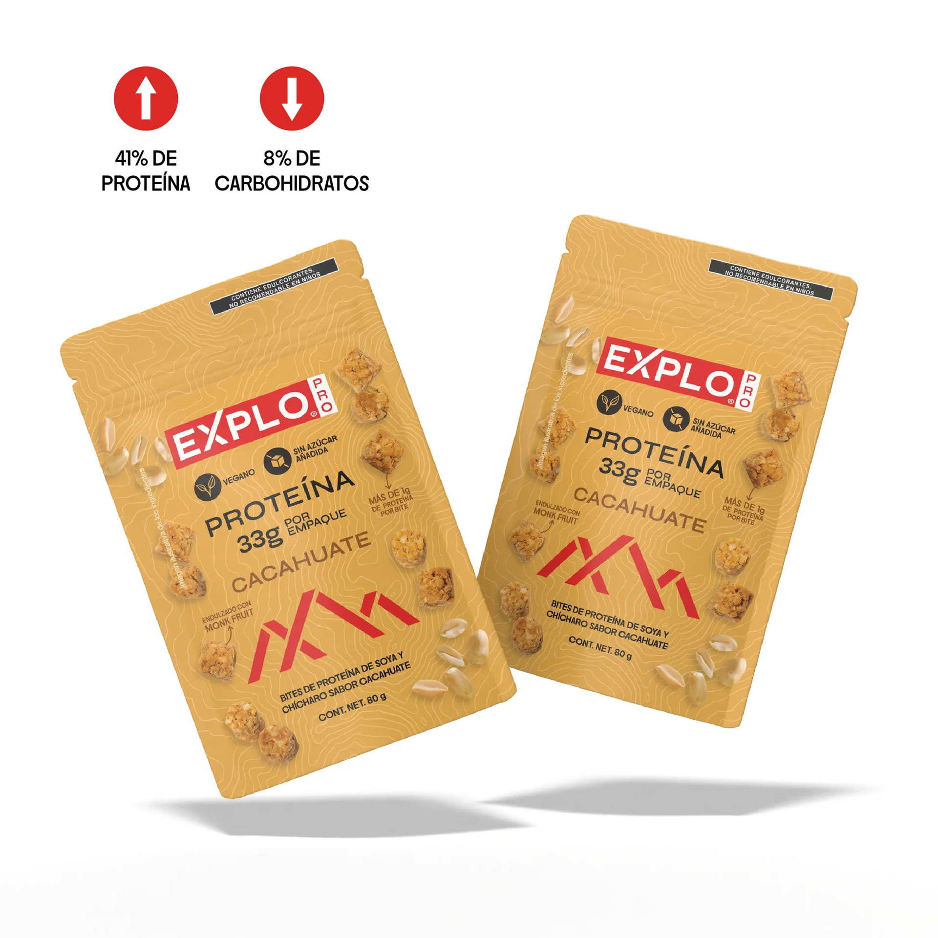 Bites de proteína EXPLO sabor Cacahuate 80 g