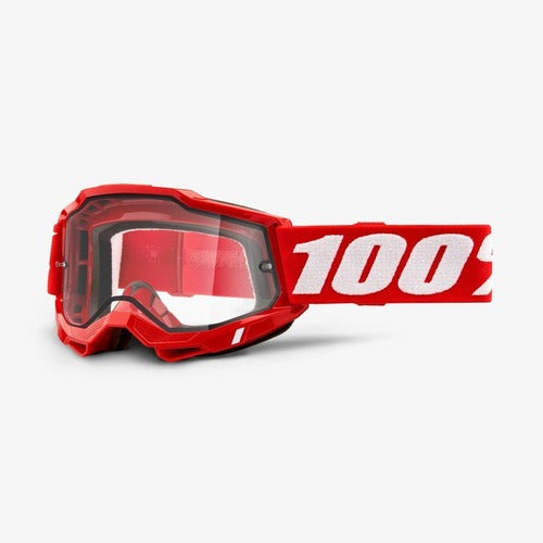 ACCURI 2 Enduro Moto Goggle Red - Clear Dual Lens