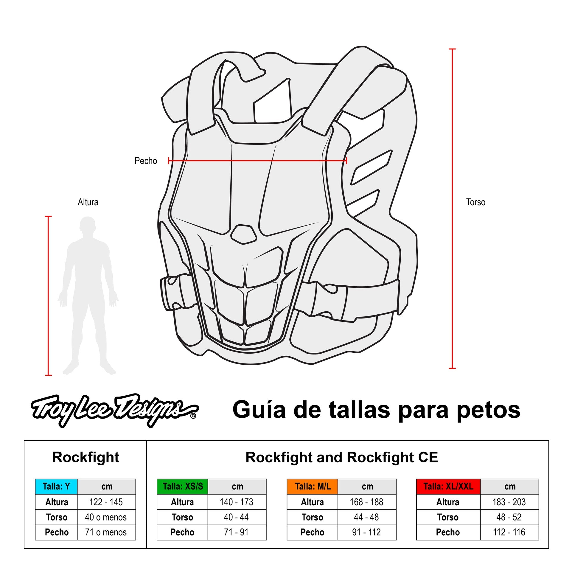 Peto protector de pecho Troy Lee Designs Rockfight Blanco