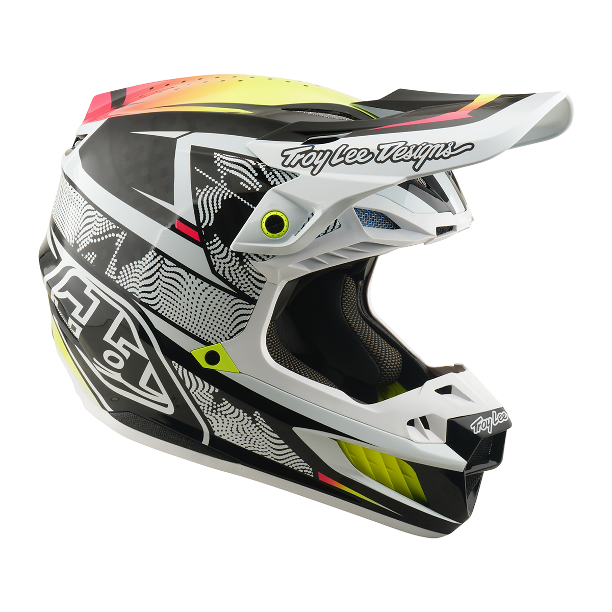 Casco para moto Troy Lee Designs SE5 ECE de Carbón Lined Up White