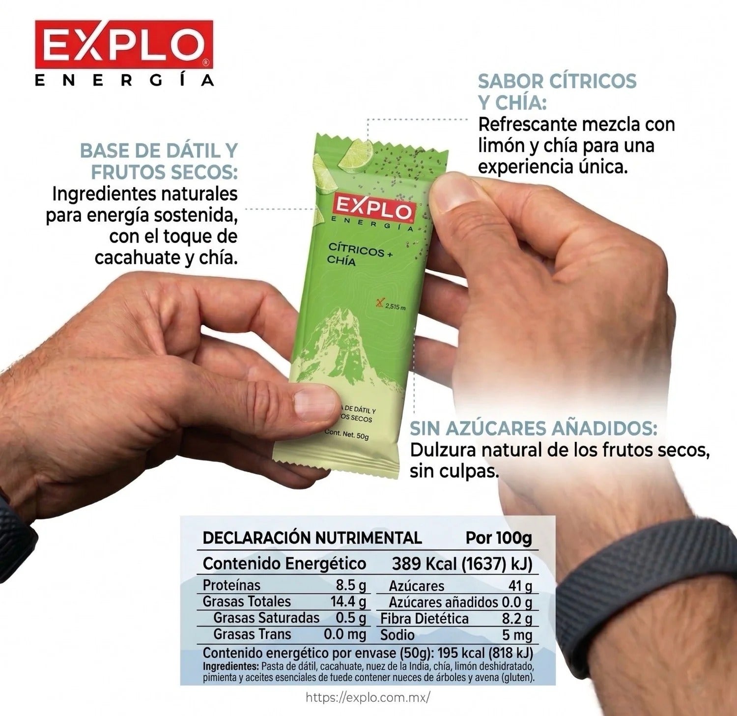Barra energética EXPLO sabor Cítricos + Chía 50 g