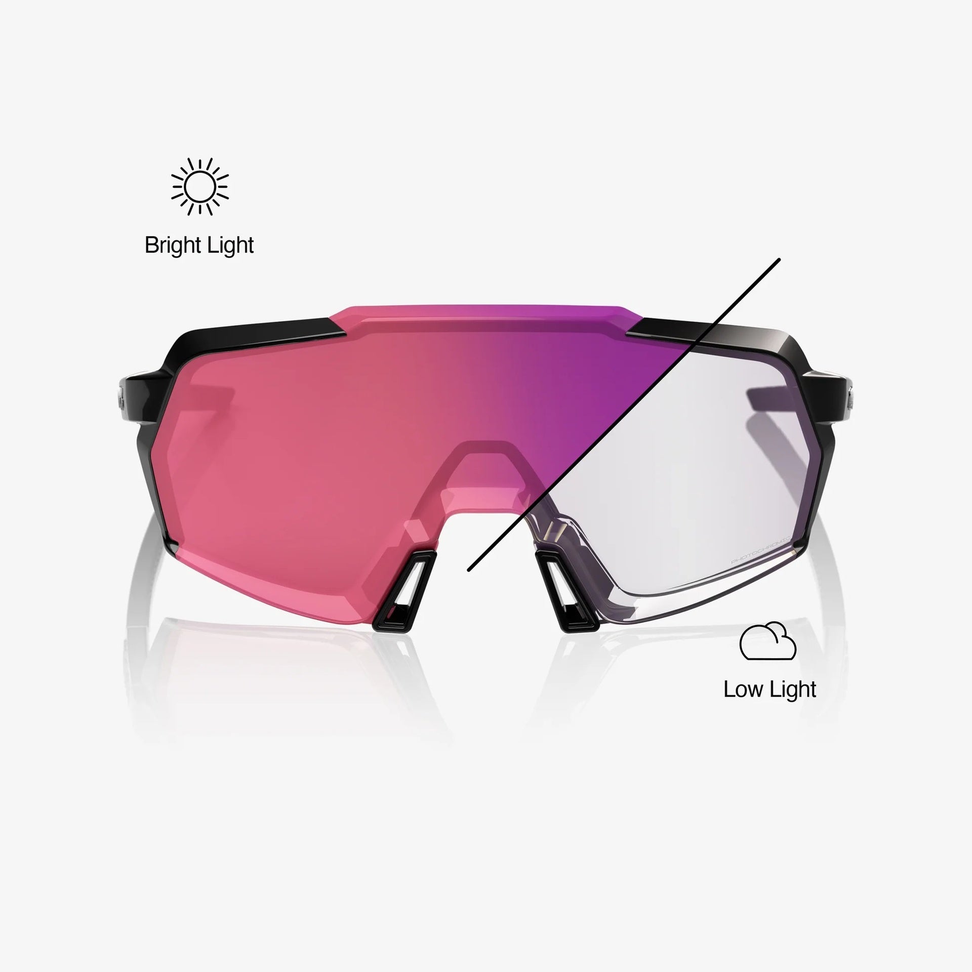 Lentes deportivos 100% KORBIN Gloss Black - Purple Mirror Photochromic Lens