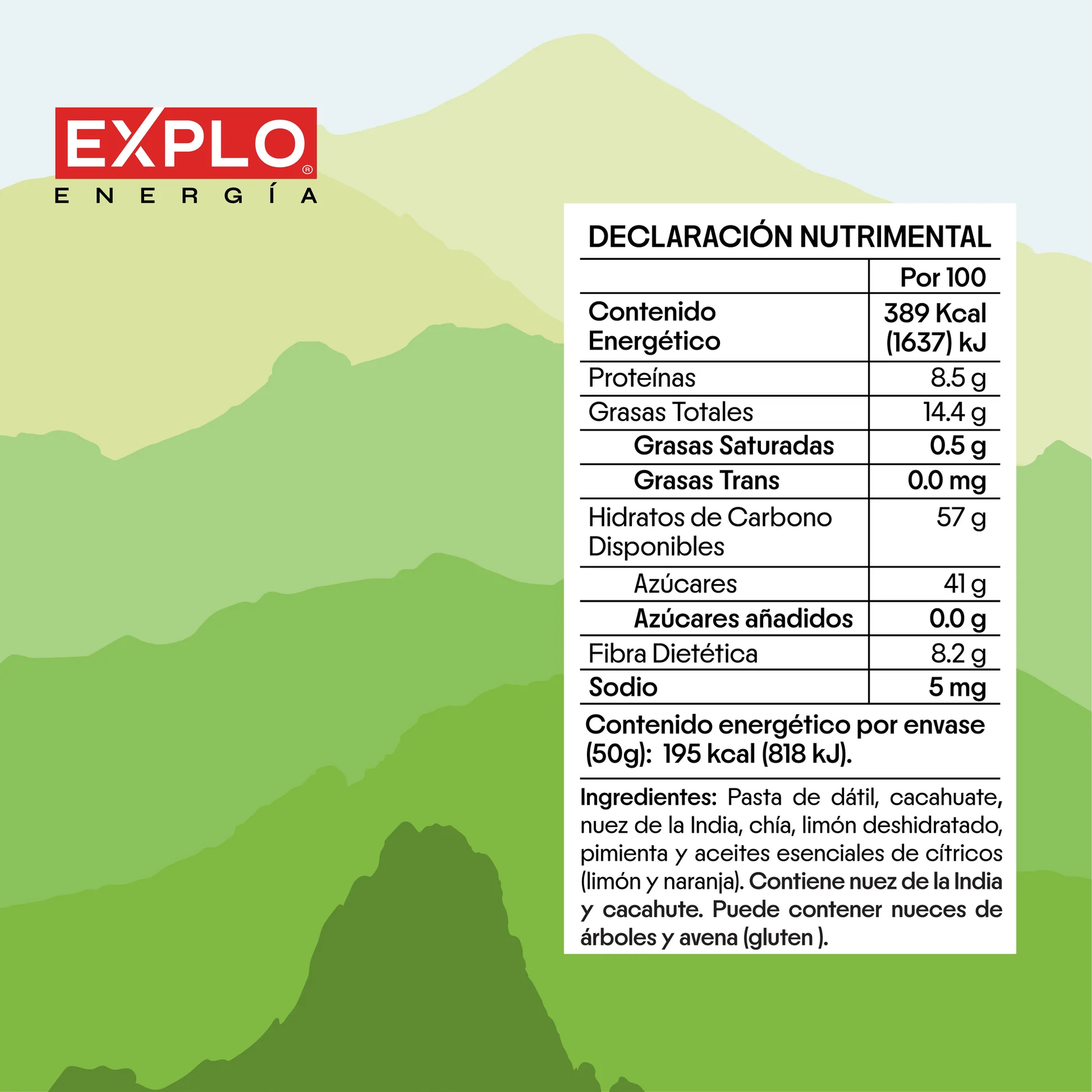 Barra energética EXPLO sabor Cítricos + Chía 50 g