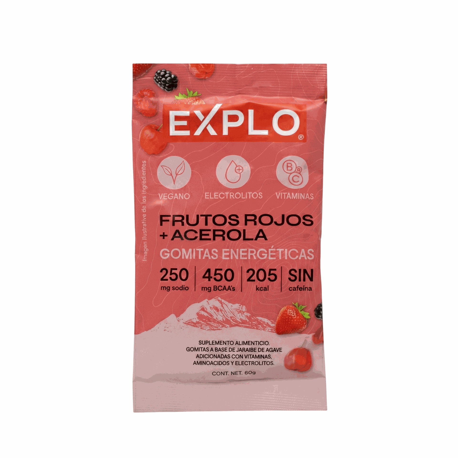 Gomitas energéticas EXPLO sabor Frutos Rojos + Acerola 60 g