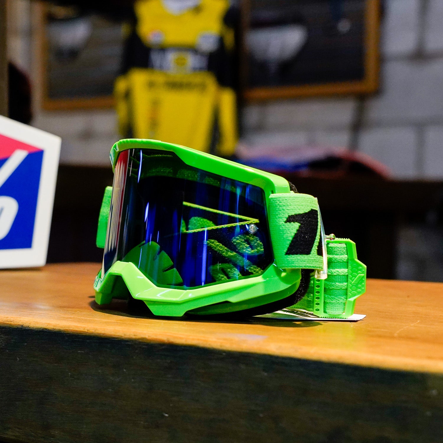 Goggles 100% Strata 2 Neon Green - Mica Espejo Azul