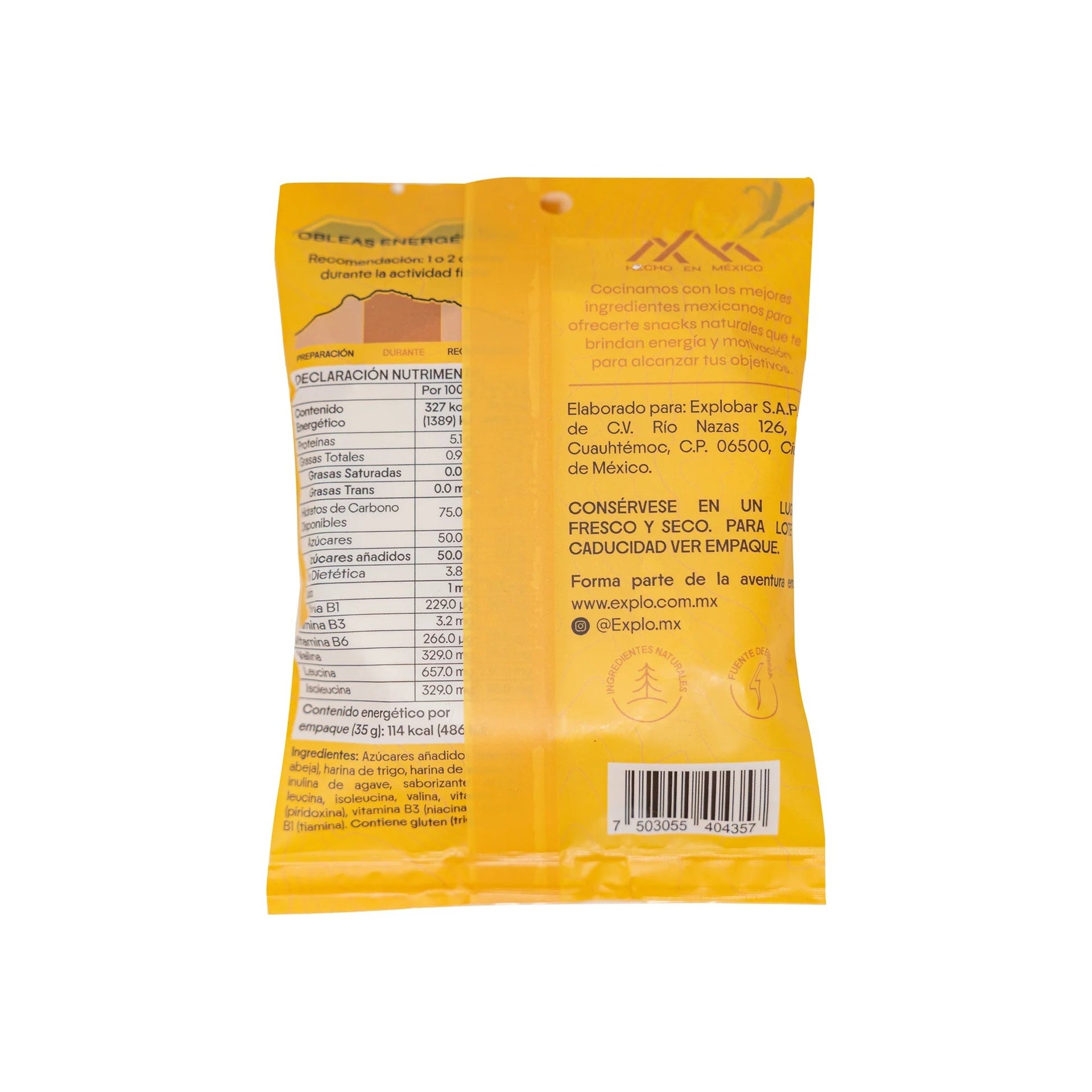 Obleas energéticas EXPLO sabor Vainilla 35 g