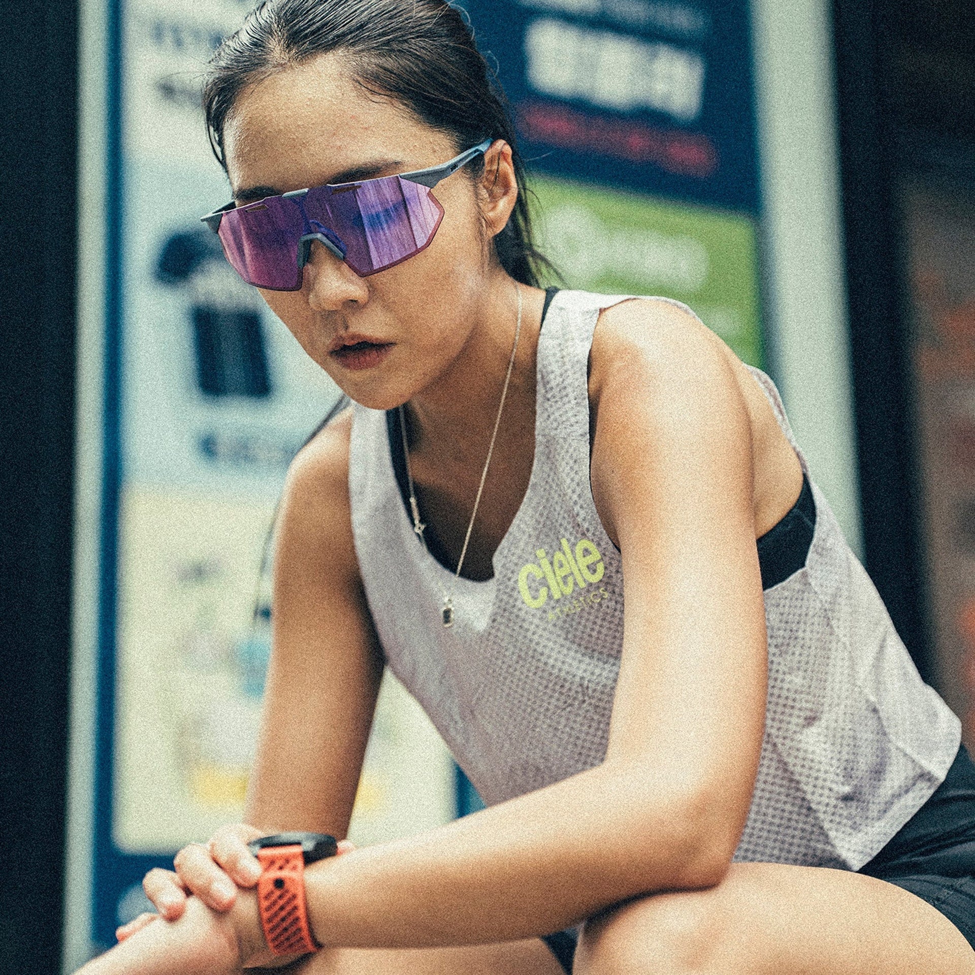Lentes deportivos 100% HYPERCRAFT SQ Satin Storm Metallic - Purple Mirror Lens