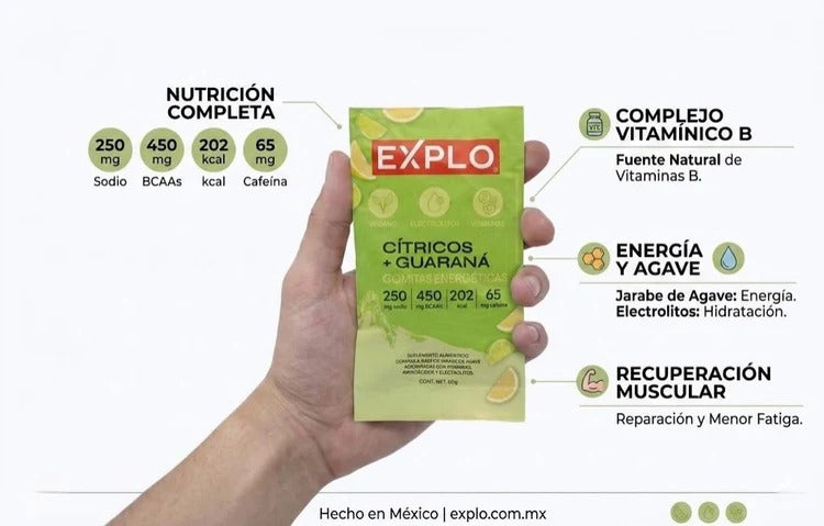 Gomitas energéticas EXPLO sabor Cítricos + Guaraná 60 g