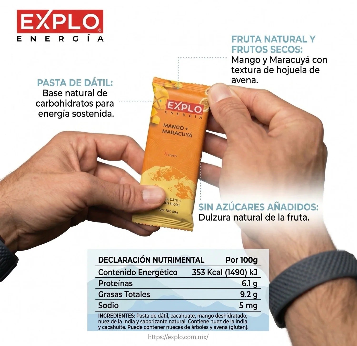 Barra energética EXPLO sabor Mango + Maracuyá 35 g