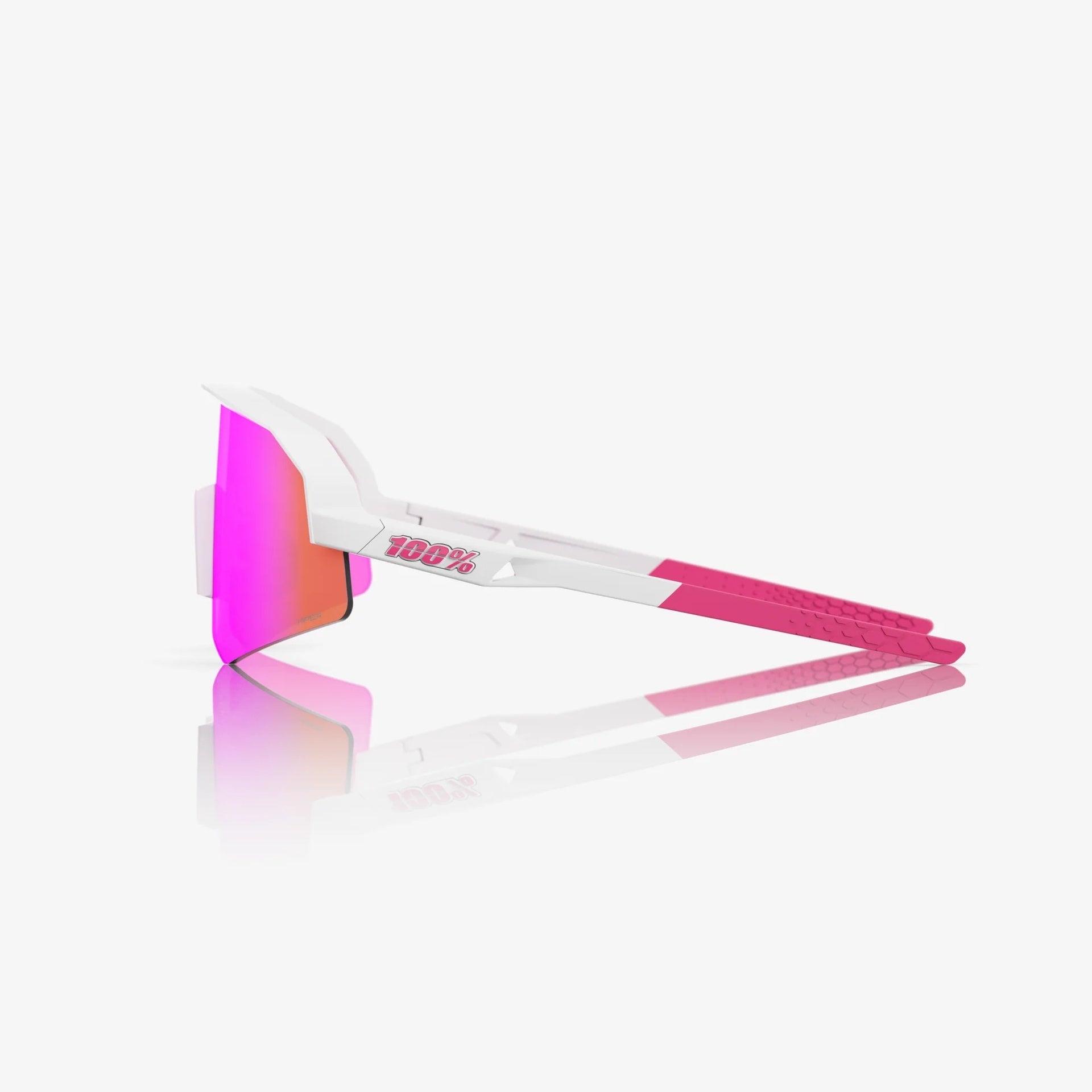 Lentes deportivos juveniles 100% SLENDALE YOUTH Matte White/Pink - HiPER Vital Pink Mirror Lens