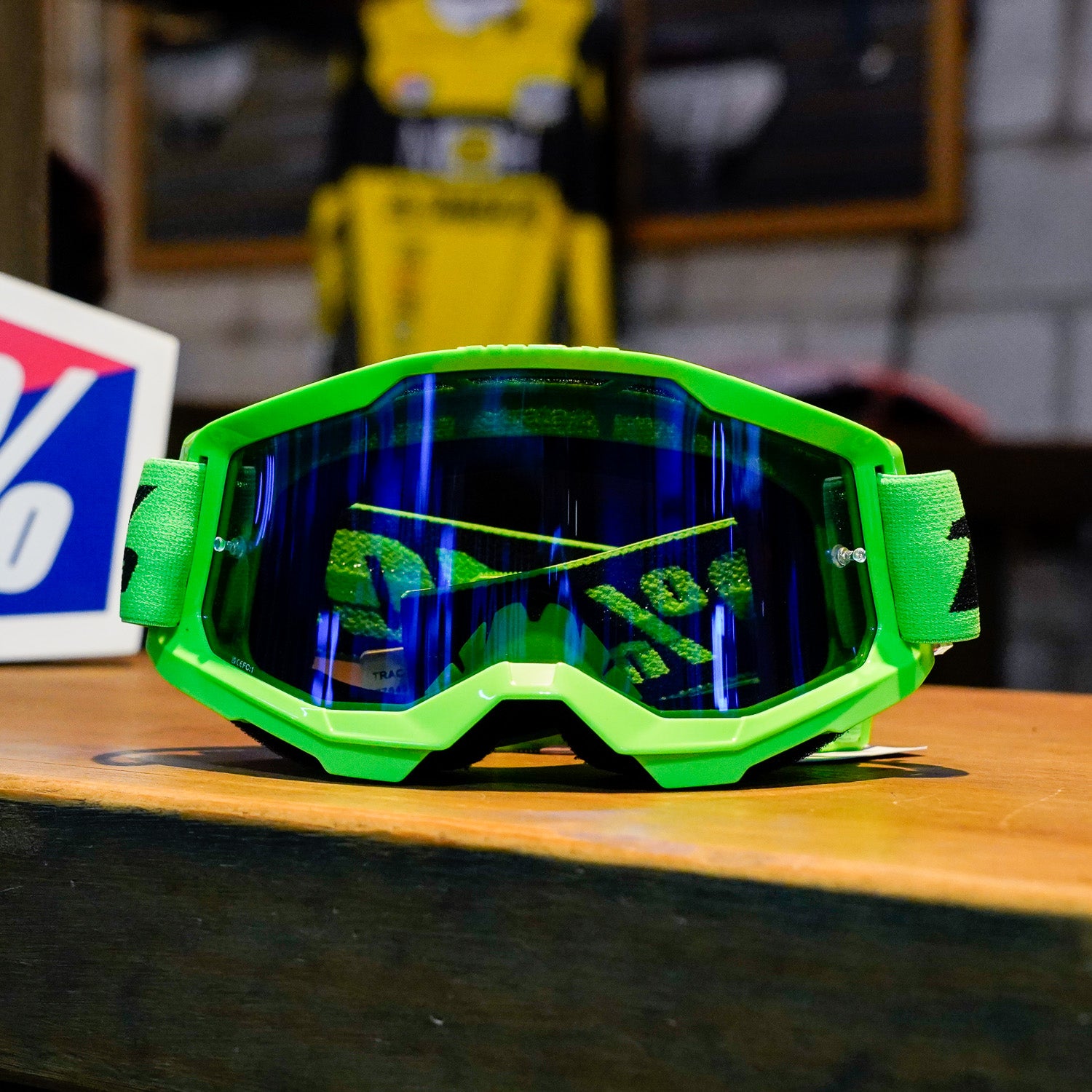 Goggles 100% Strata 2 Neon Green - Mica Espejo Azul
