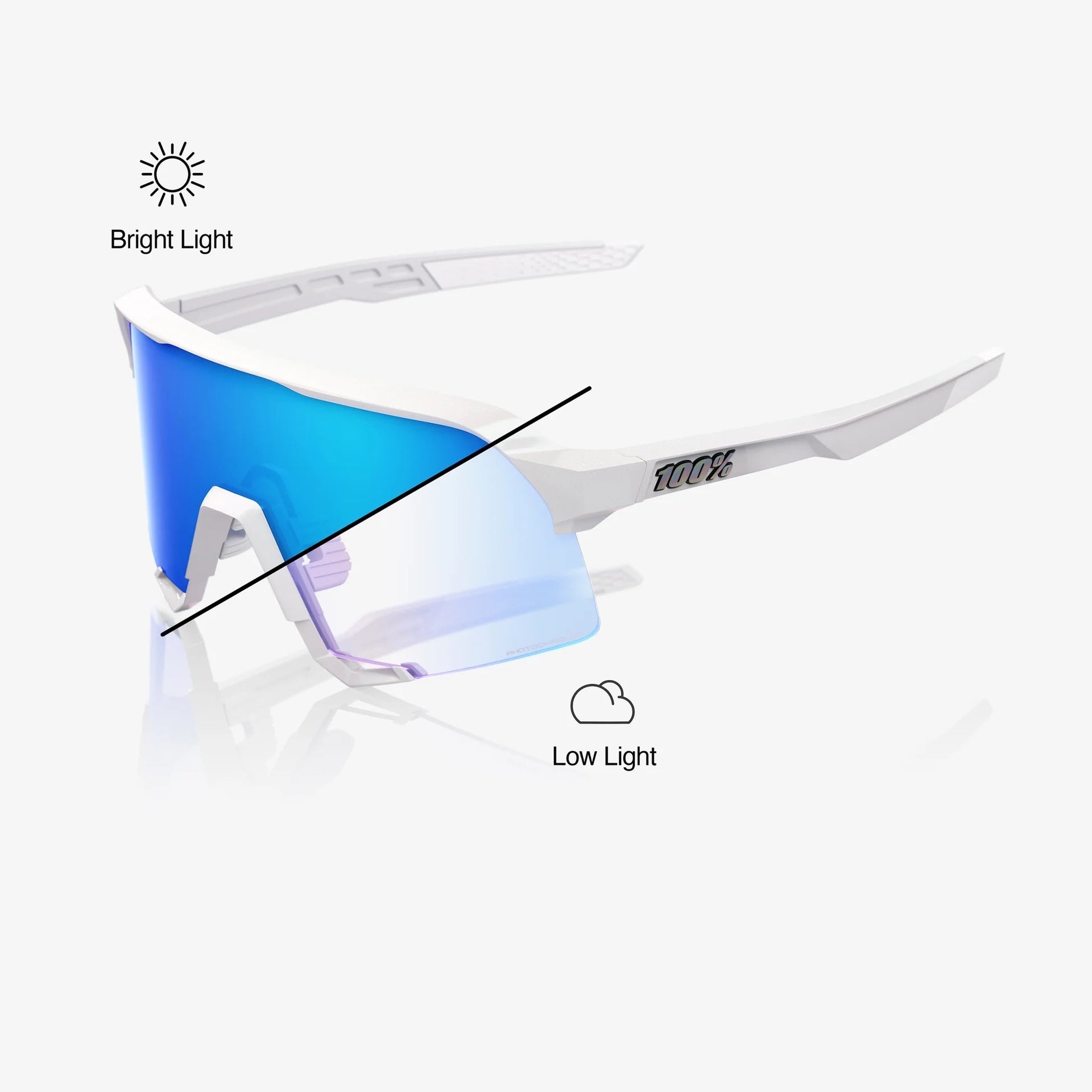 Lentes deportivos 100% S3 - Bastille LE - Pearl White Glitter - Blue Mirror Photochromic