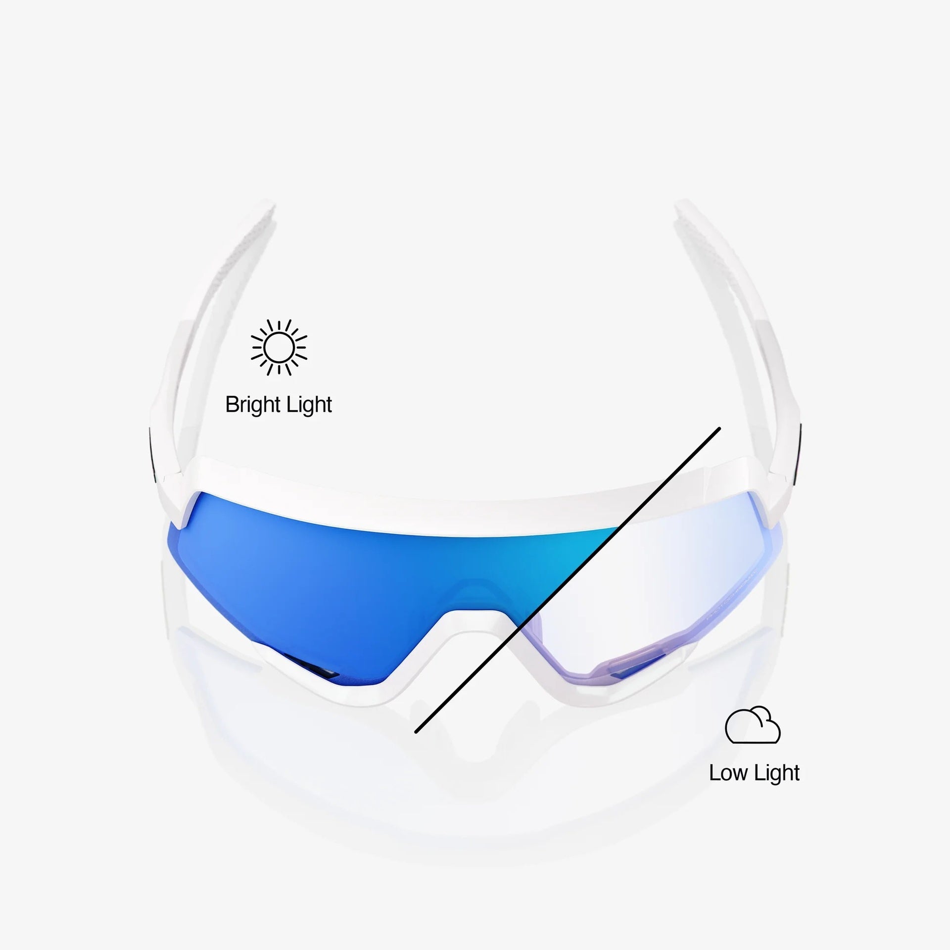 Lentes deportivos 100% GLENDALE - Bastille LE - Pearl White Glitter - Blue Mirror Photochromic