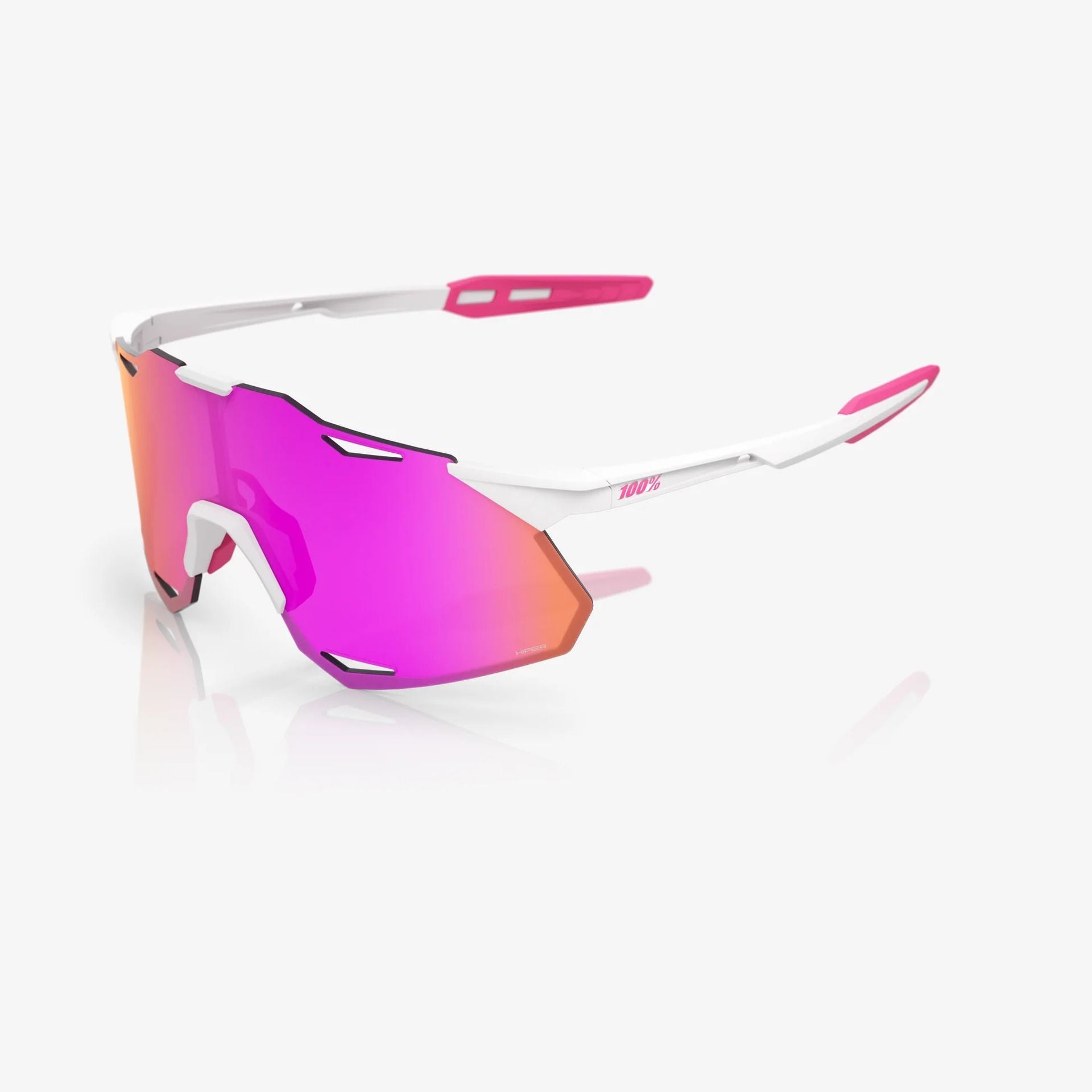 Lentes deportivos 100% HYPERCRAFT XS Matte White/Pink - HiPER Vital Pink Mirror Lens