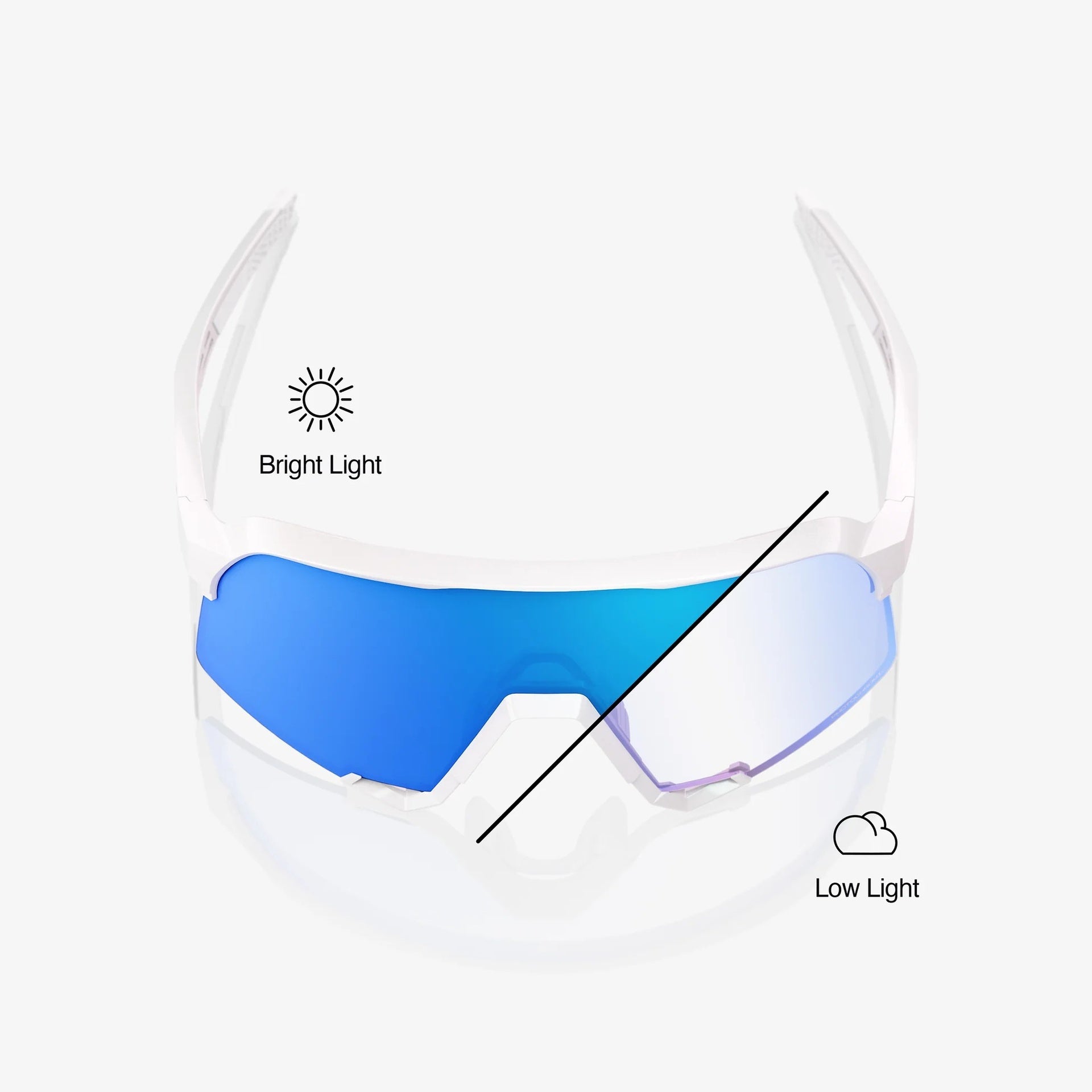 Lentes deportivos 100% S3 - Bastille LE - Pearl White Glitter - Blue Mirror Photochromic