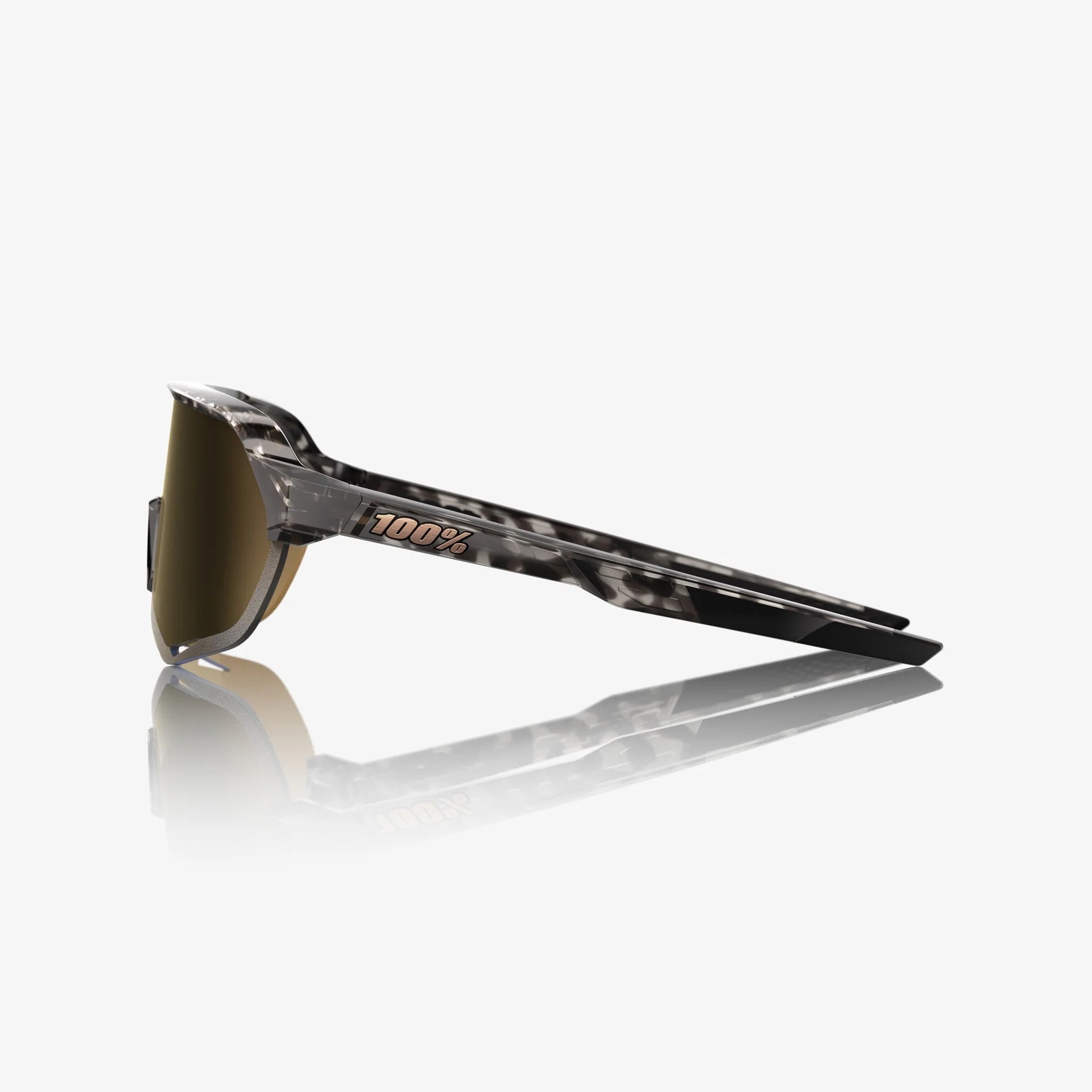 Lentes deportivos 100% S2 Gloss Black Havana - Soft Gold Mirror Lens
