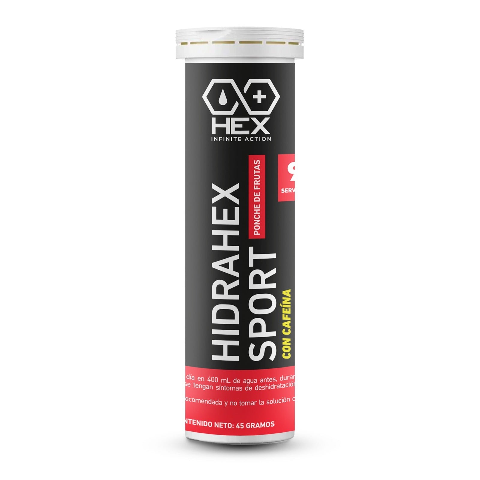 Hidrahex Efervescente con Cafeína Ponche de Frutas - 8 Piezas