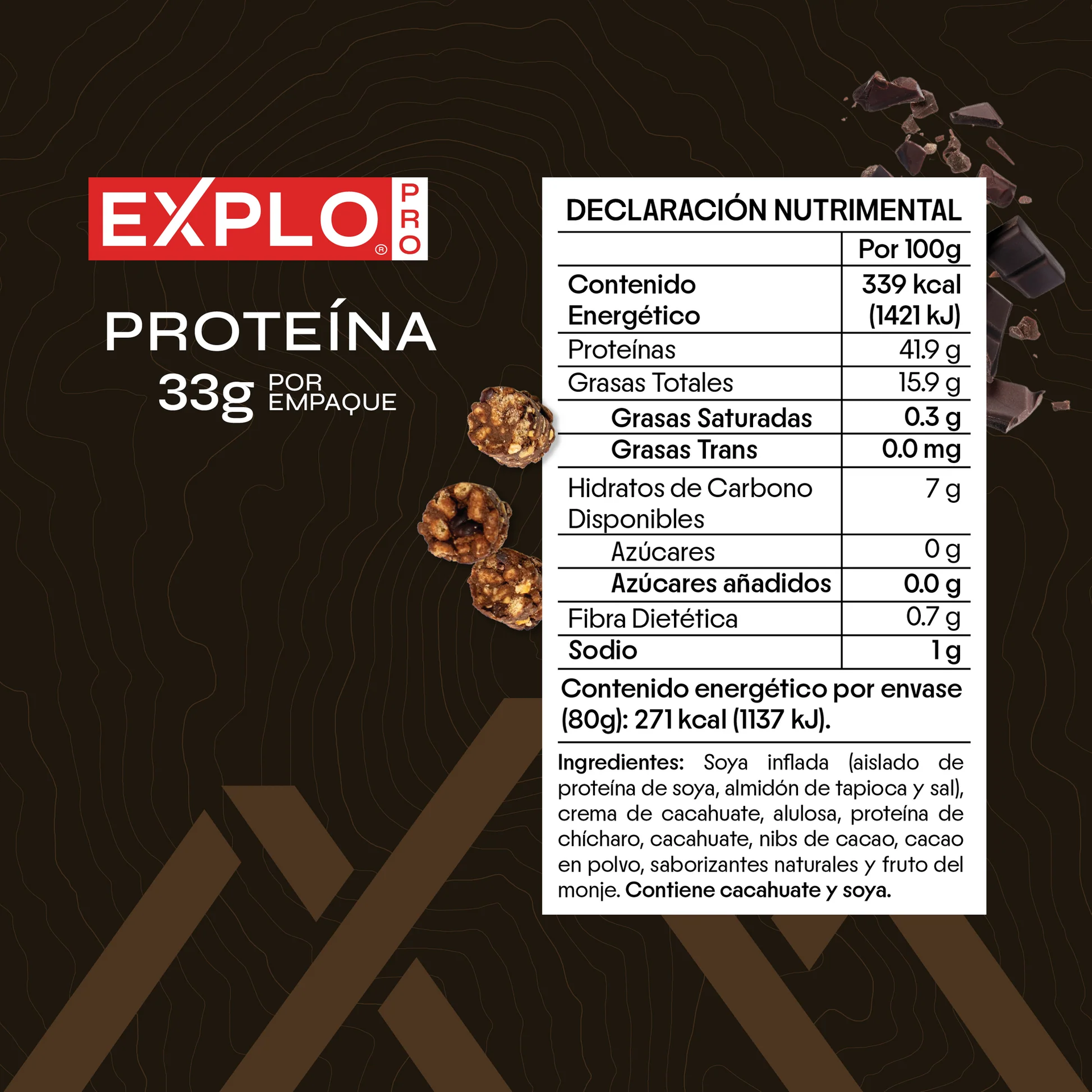 Bites de proteína EXPLO sabor Chocolate 80 g