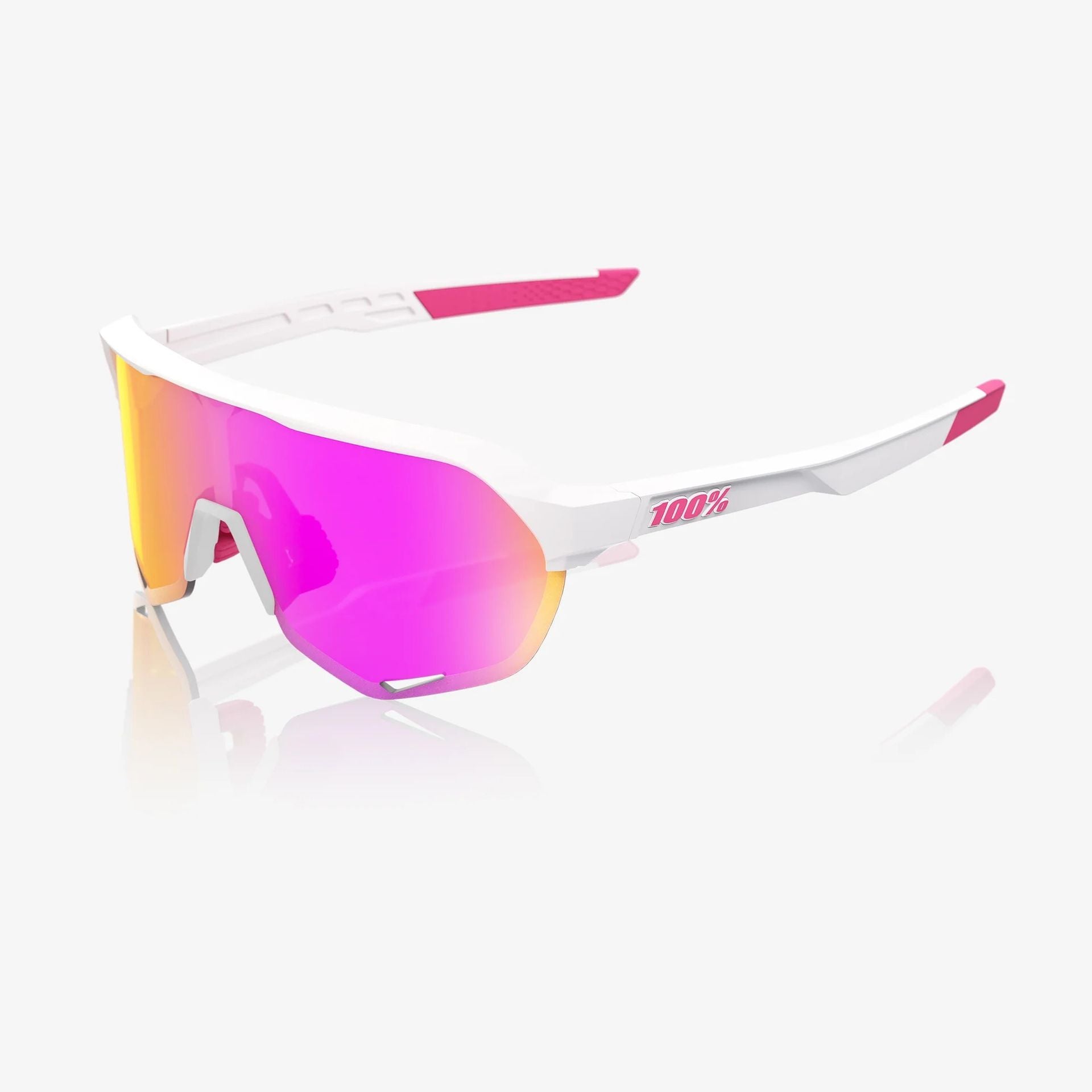 Lentes deportivos 100% S2 - Matte White/Pink - HiPER Vital Pink Mirror