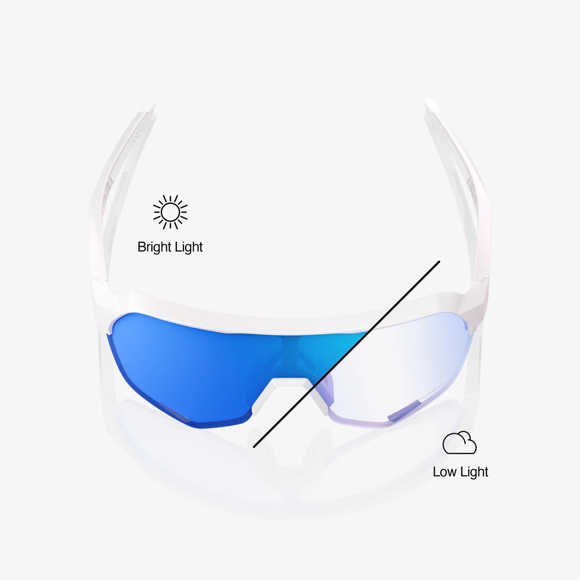 Lentes deportivos 100% S2 - Bastille LE - Pearl White Glitter - Blue Mirror Photochromic