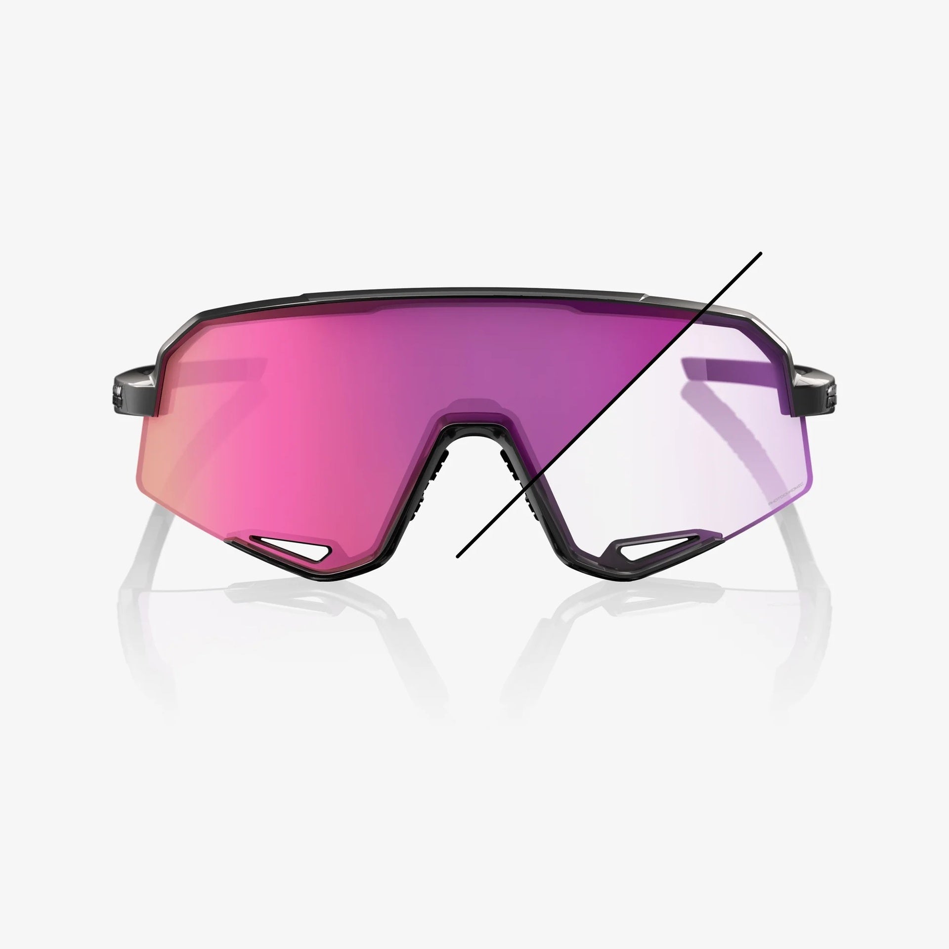 Lentes deportivos 100% SLENDALE - Gloss Black - Photochromic Purple Mirror