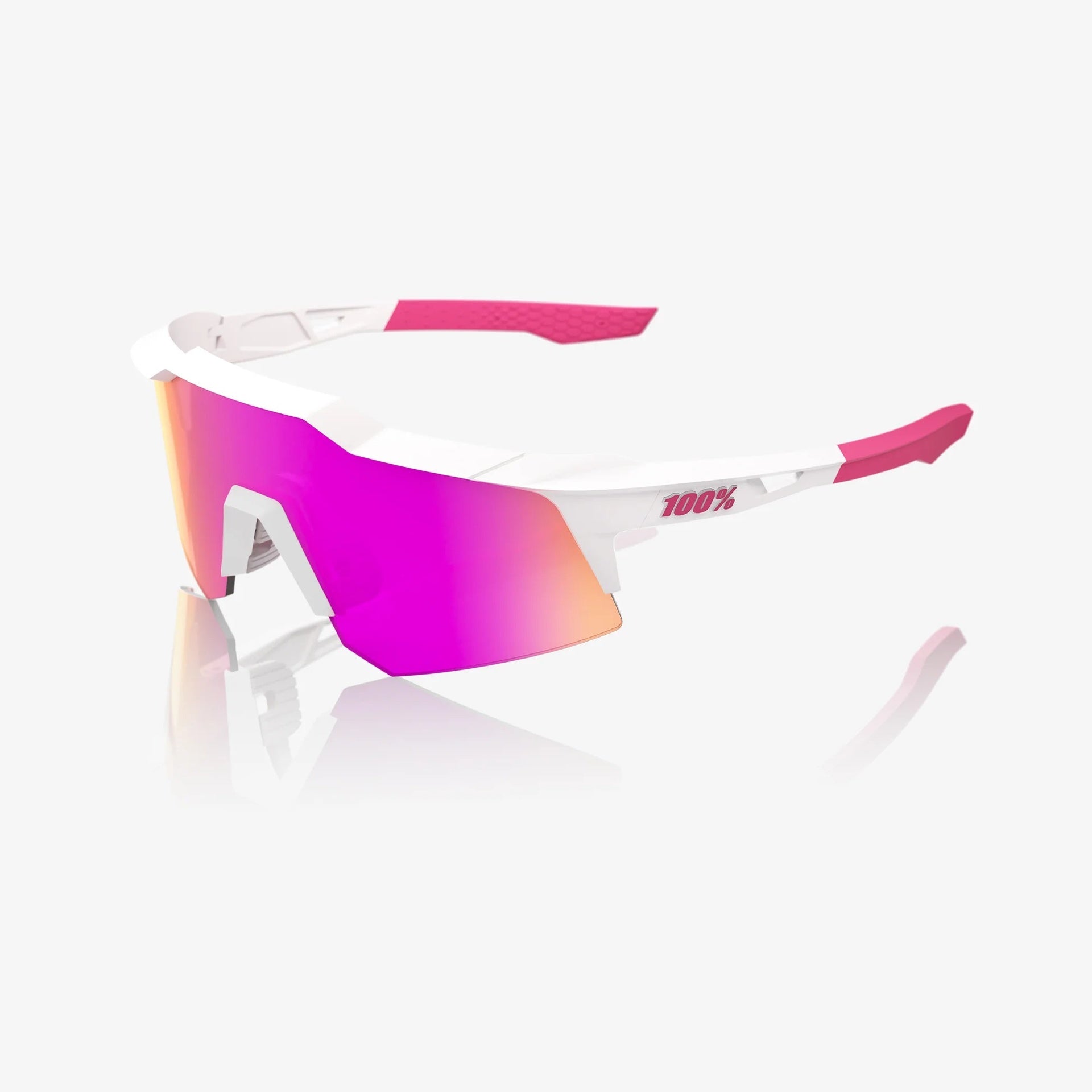 Lentes deportivos 100% SPEEDCRAFT XS - Matte White/Pink - HiPER Vital Pink Mirror