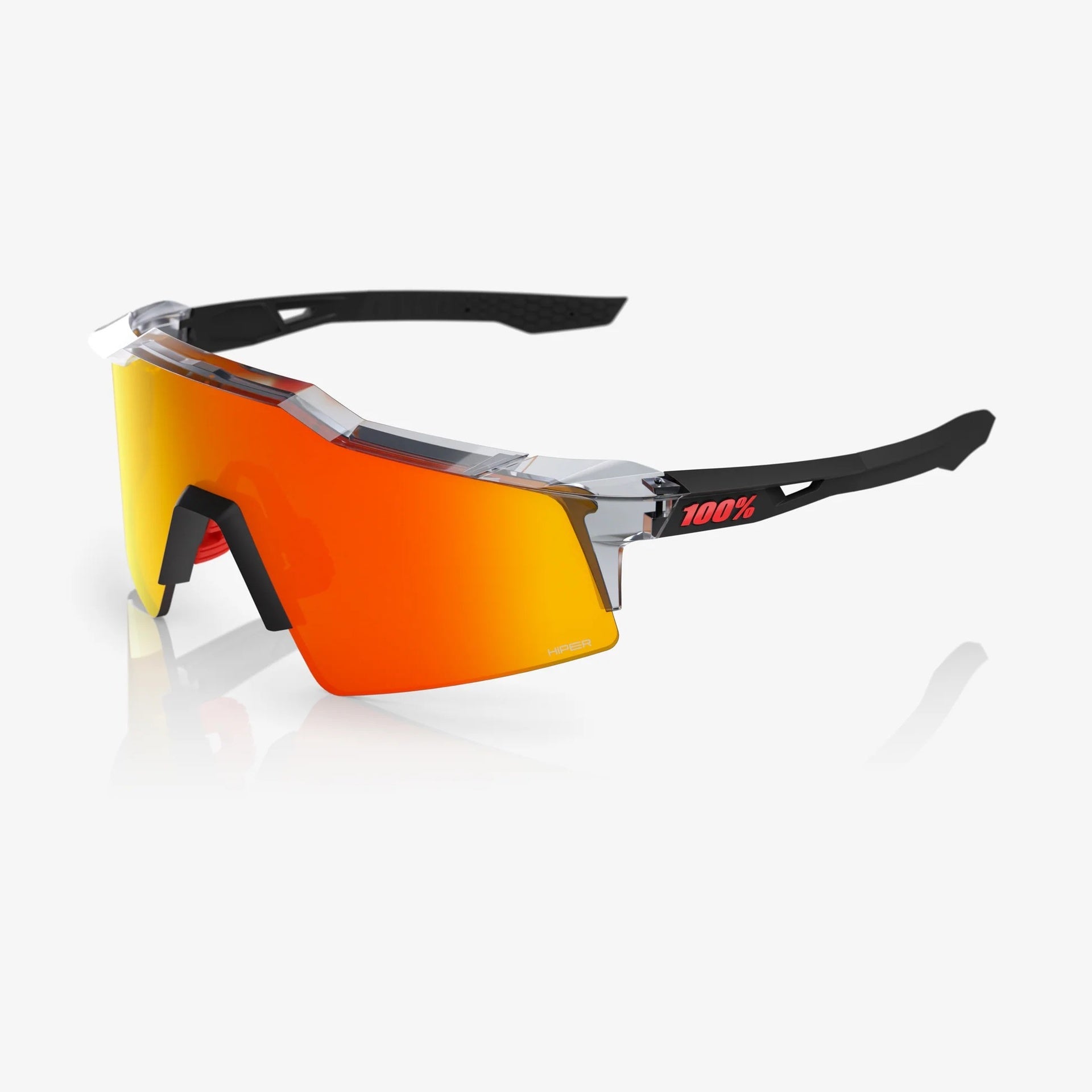 Lentes deportivos 100% SPEEDCRAFT SL Polished Translucent Grey & Matte Black - HiPER Red Mirror Lens