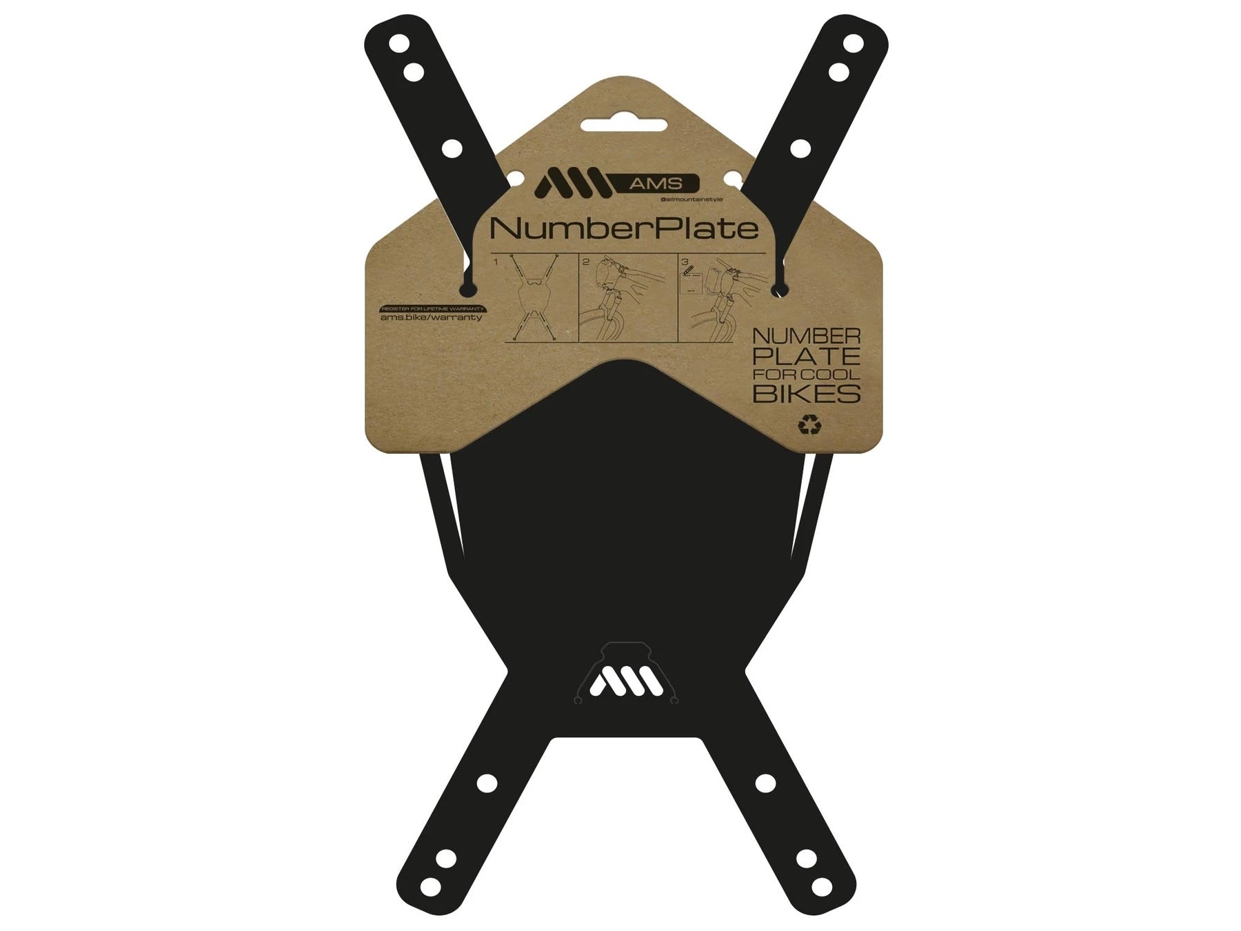 AMS NUMBER PLATE Black White