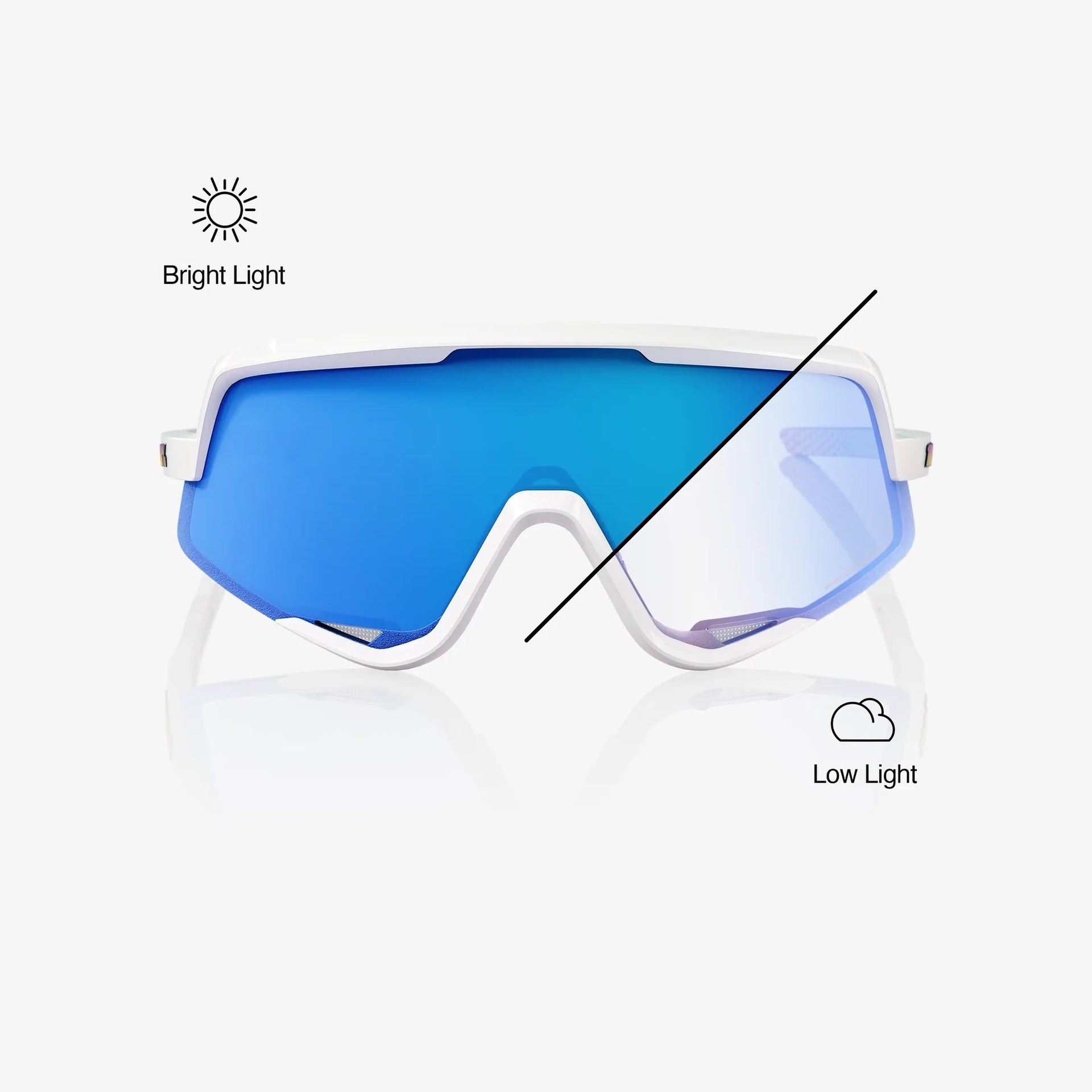 Lentes deportivos 100% GLENDALE - Bastille LE - Pearl White Glitter - Blue Mirror Photochromic