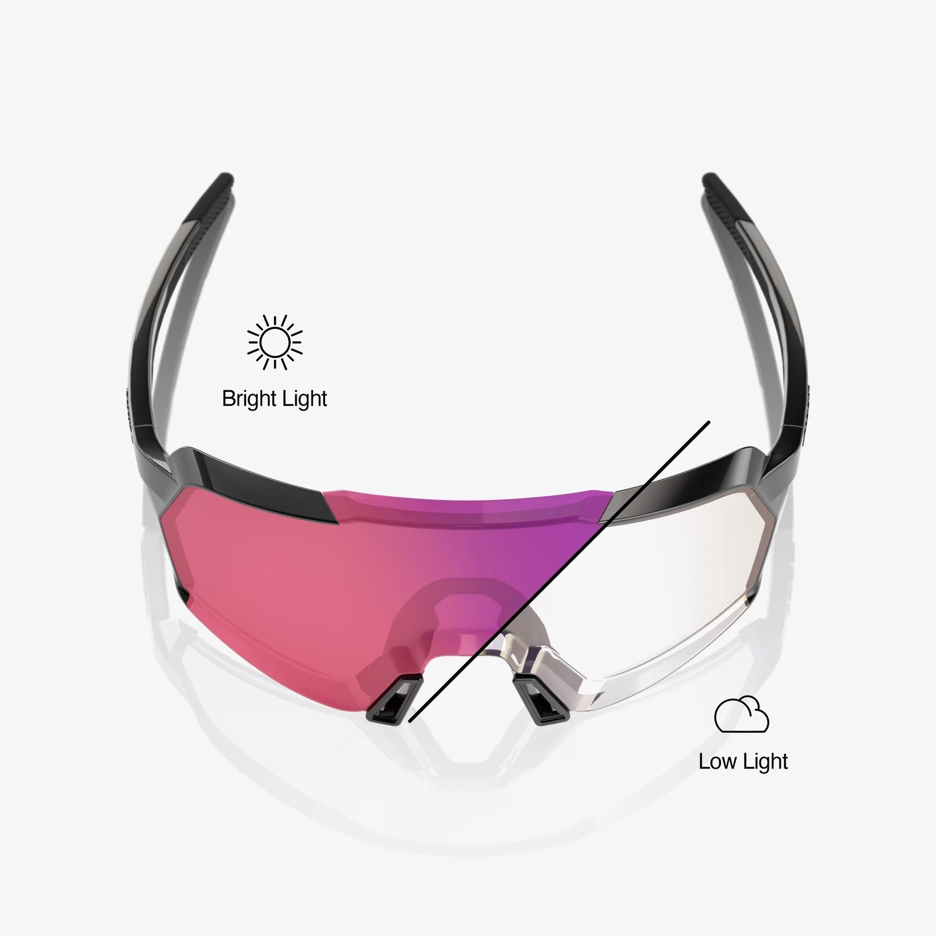 Lentes deportivos 100% KORBIN Gloss Black - Purple Mirror Photochromic Lens