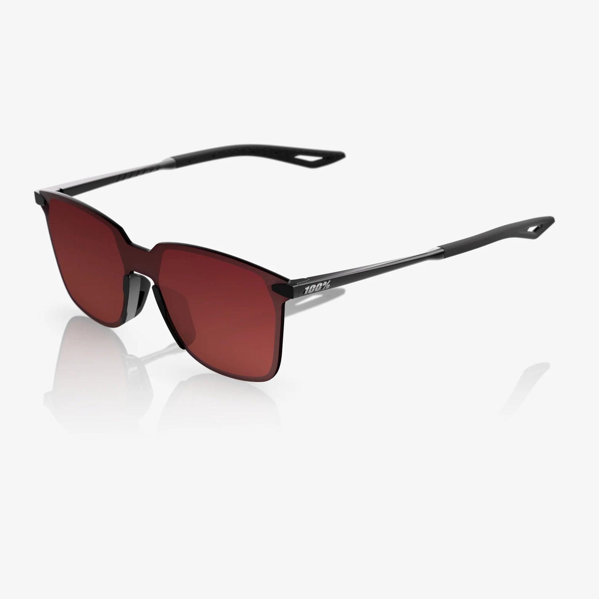 Lentes lifestyle deportivos 100% LEGERE SQUARE Polished Black - Brown/Red Gradient Lens