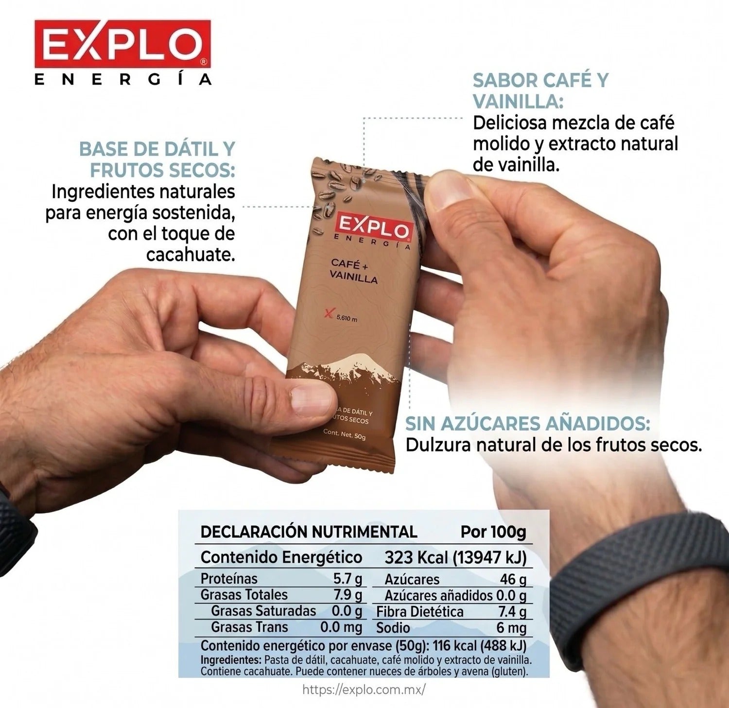 Barra energética EXPLO sabor Café + Vainilla 50 g